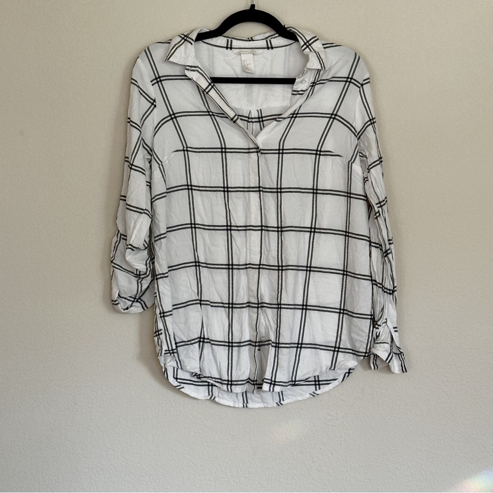 Grid patterned button down shirt